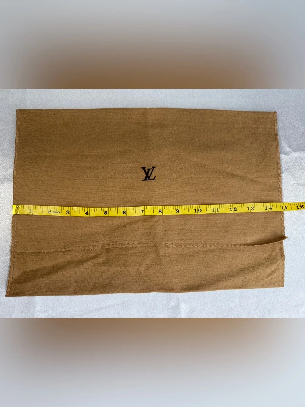 Louis Vuitton LV Brown Camel Envelope -style Dust Bag w/ the classic black LV